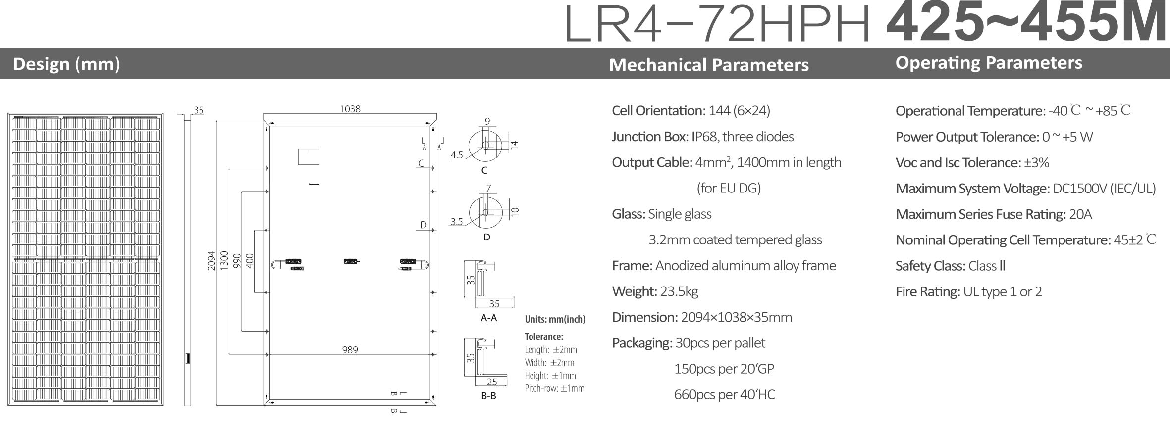 Pin mặt trời LONGI 450WP LR4-72HPH-450M